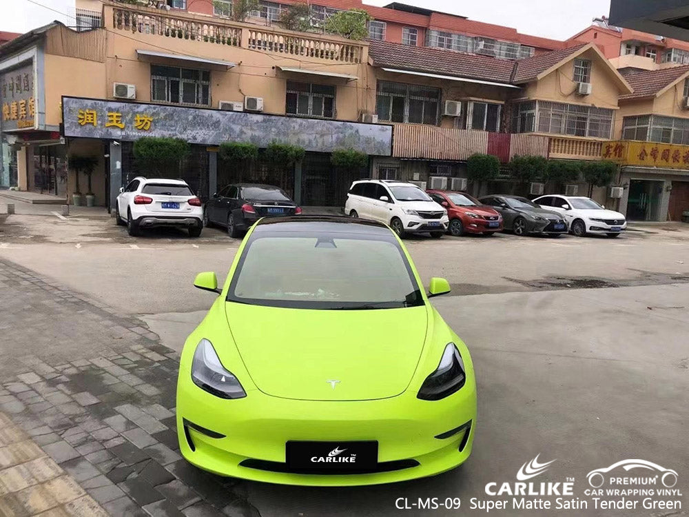 CARLIKE CL-MS-09 super matte satin tender green vinyl for tsla