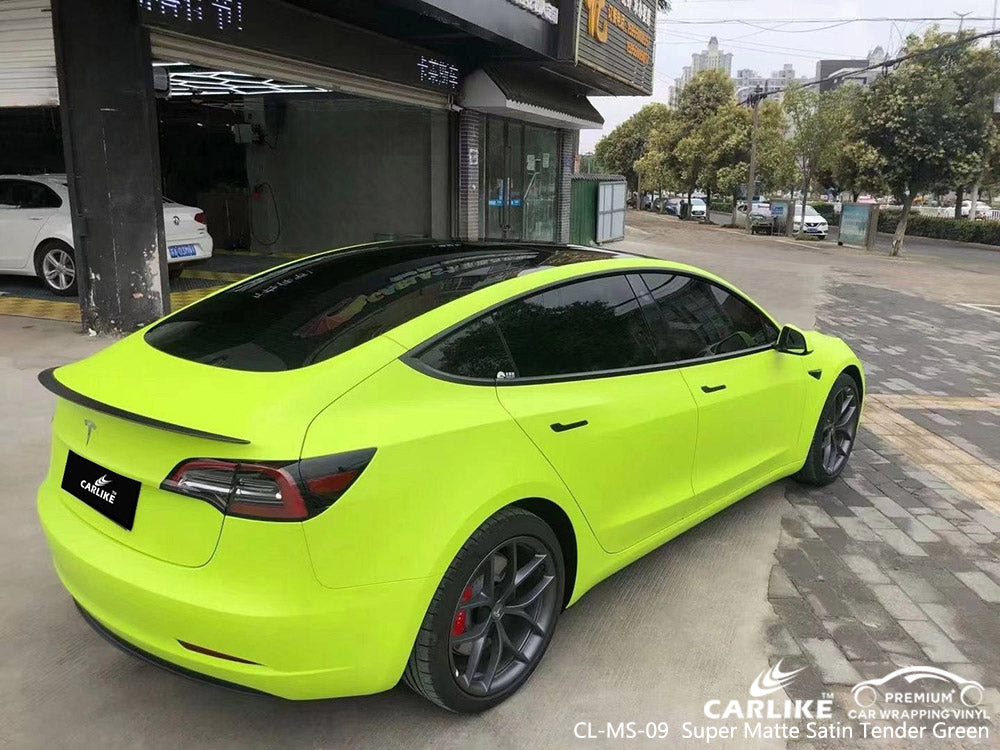 CARLIKE CL-MS-09 super matte satin tender green vinyl for tsla