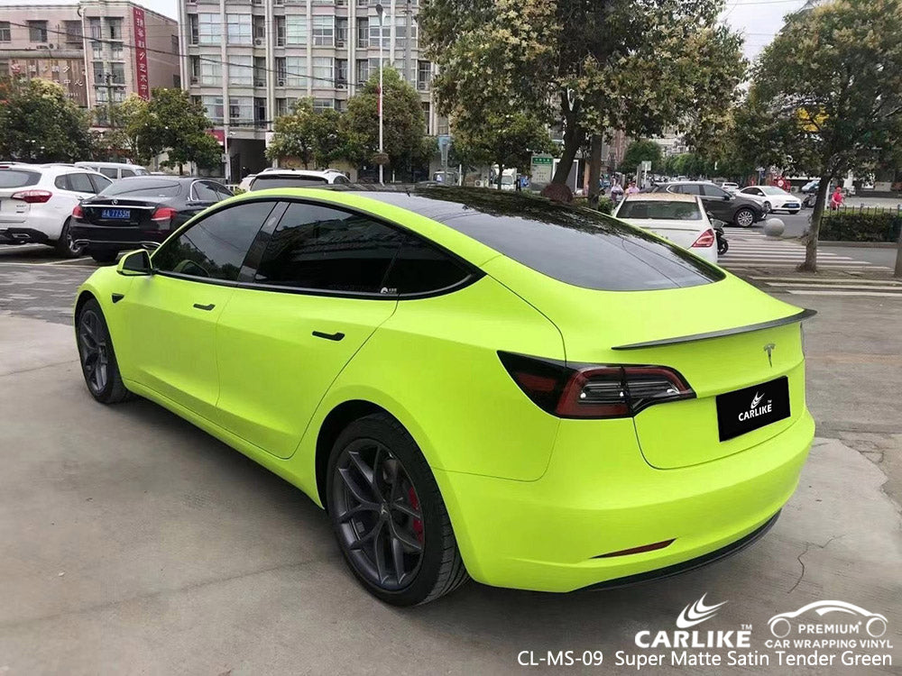 CARLIKE CL-MS-09 super matte satin tender green vinyl for tsla