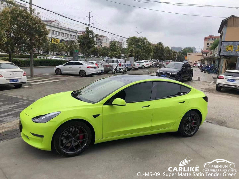 CARLIKE CL-MS-09 super matte satin tender green vinyl for tsla