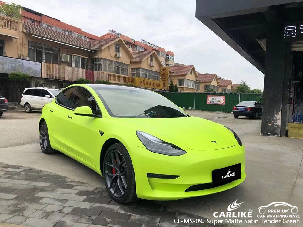 CARLIKE CL-MS-09 super matte satin tender green vinyl for tsla
