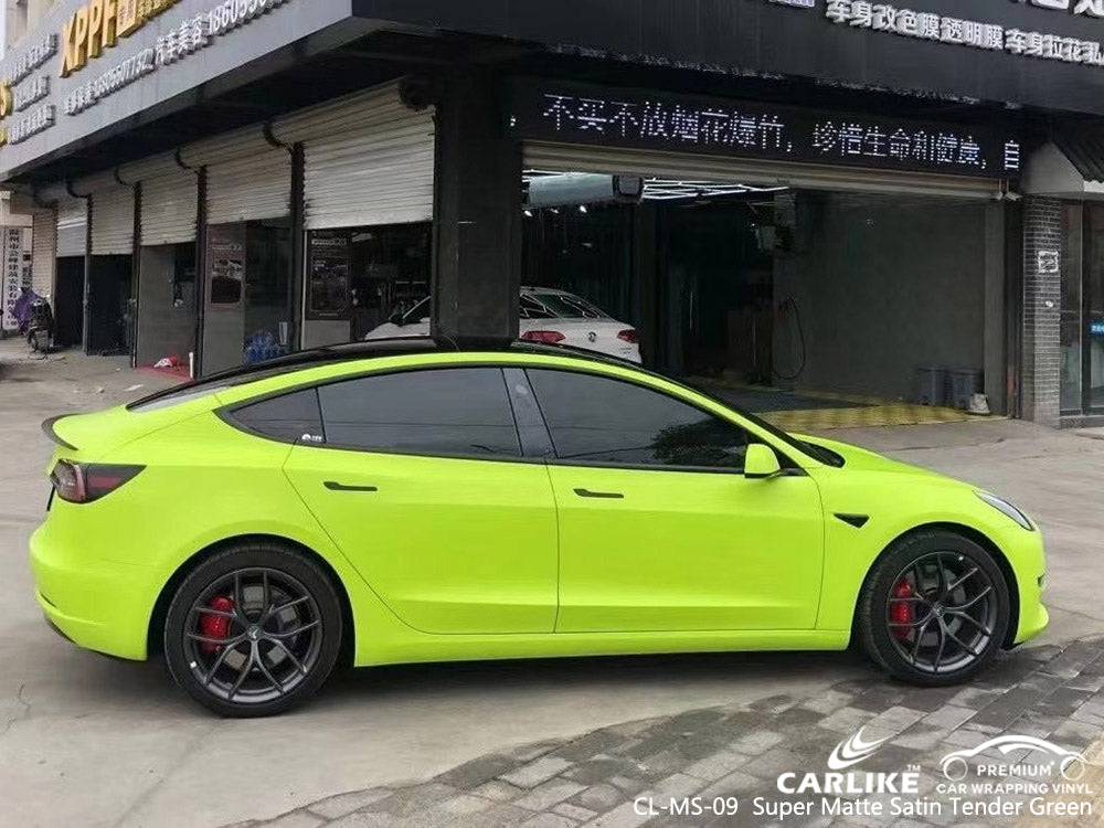 CARLIKE CL-MS-09 super matte satin tender green vinyl for tsla