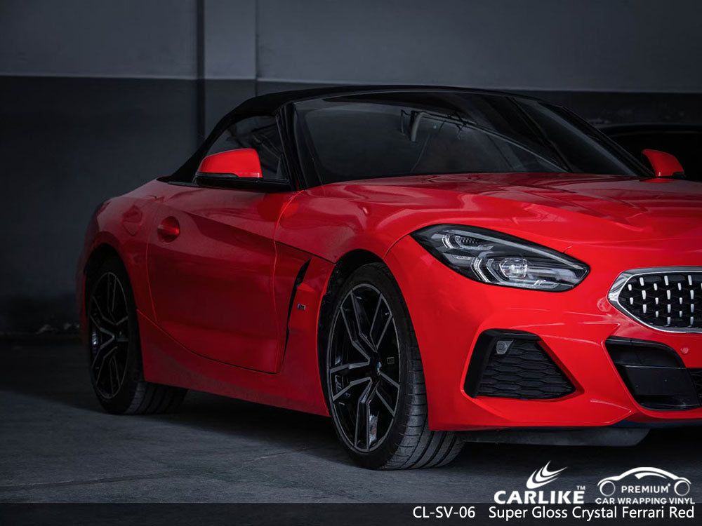 super gloss crystal ferrari red vinyl for bmw