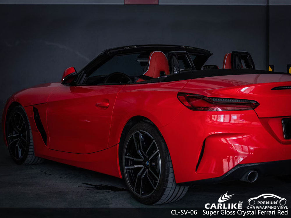 super gloss crystal ferrari red vinyl for bmw