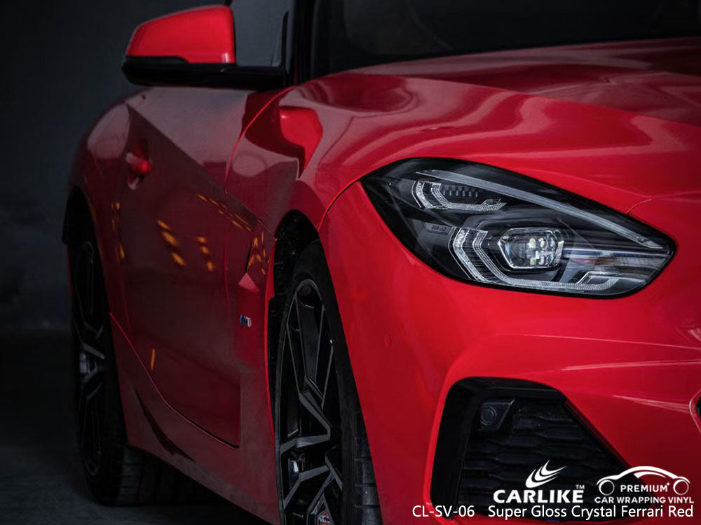 super gloss crystal ferrari red vinyl for bmw