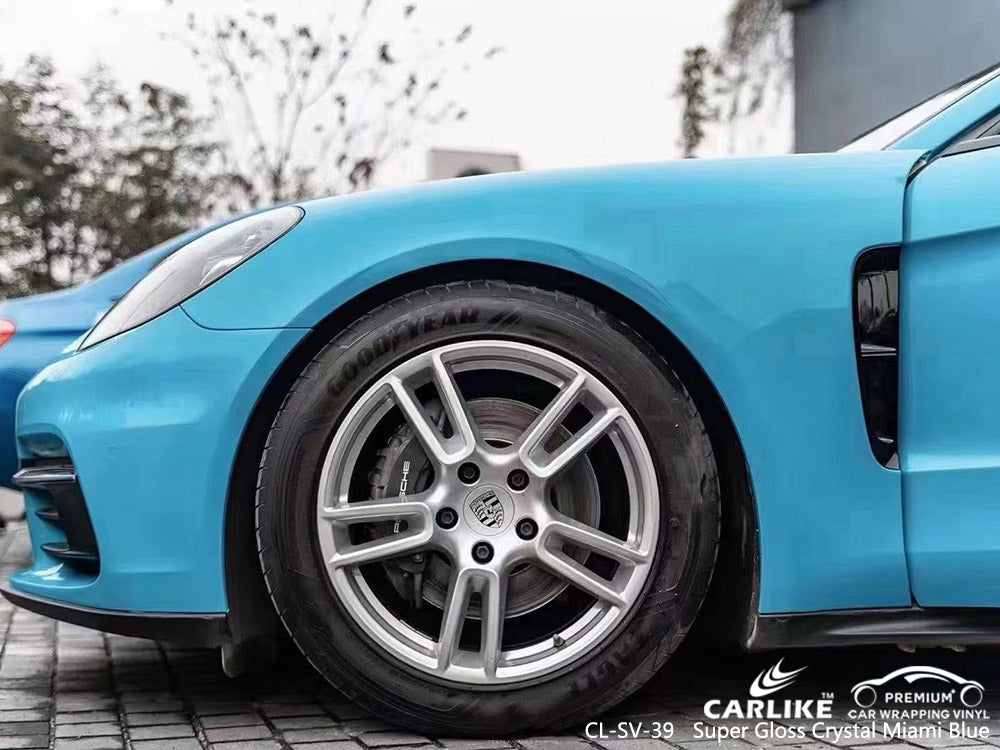 CARLIKE CL-SV-39 Super Gloss Crystal Miami Blue Vinyl For Panamera