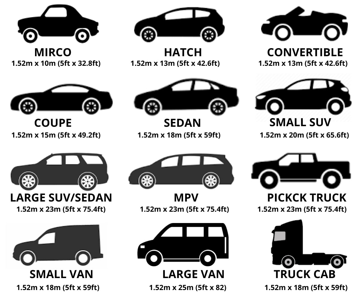 Guía de tallas de vinilo para rotulación de vehículos