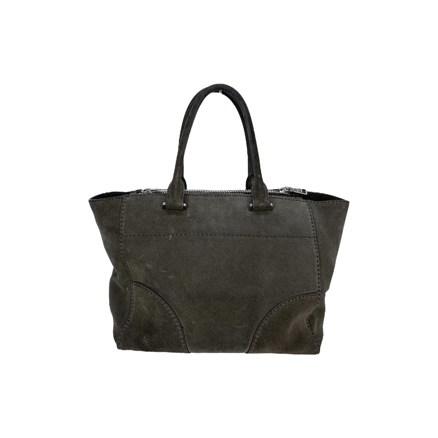 Prada Grey Suede Twin Pocket Tote