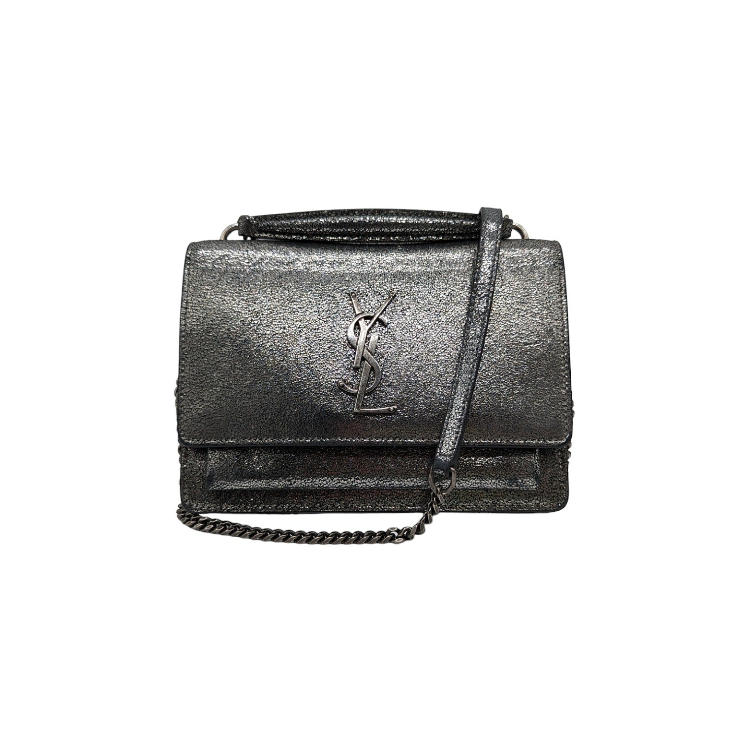 Saint Laurent Silver Metallic Sunset Chain Wallet