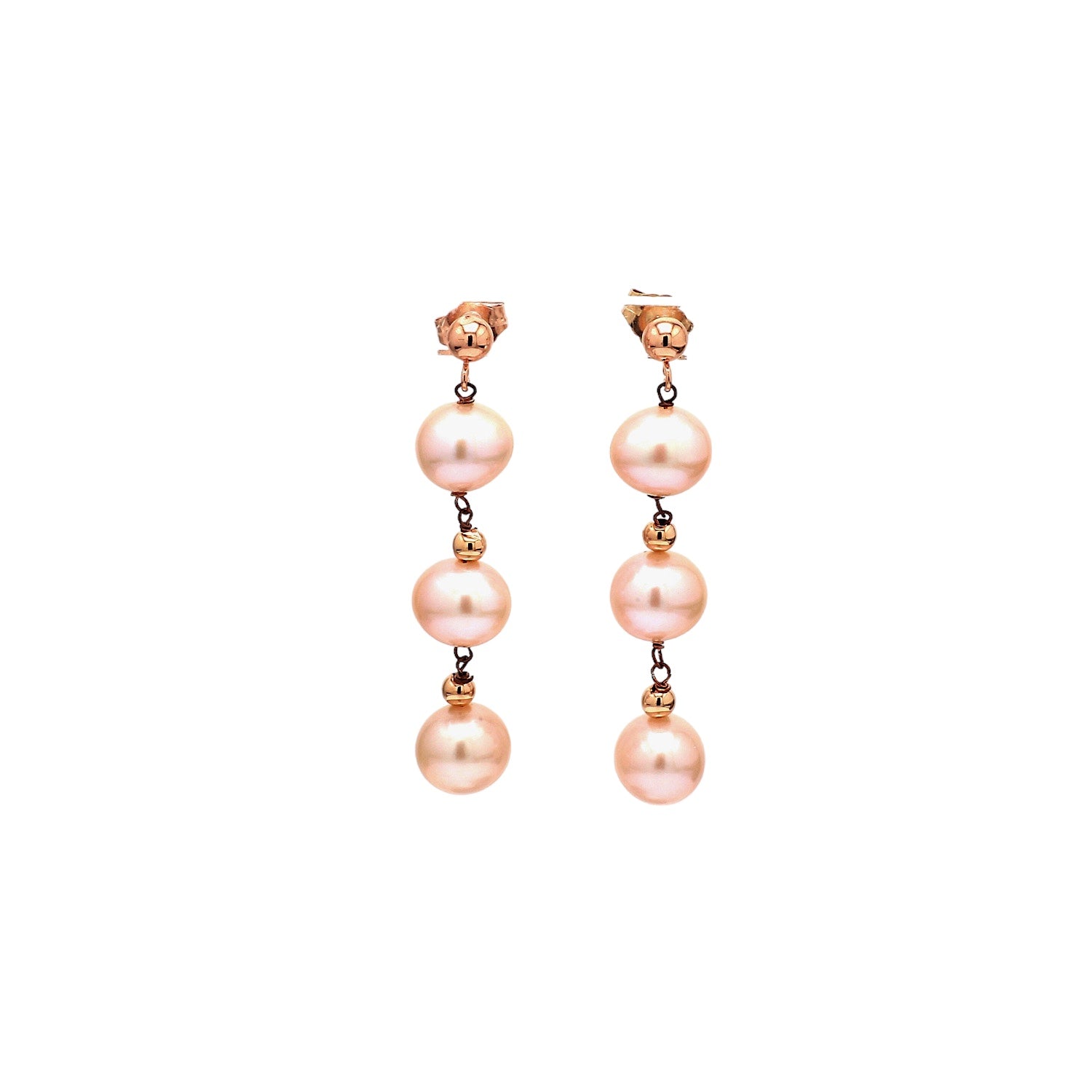 14K Rose Gold & Cultured Pearl Drop Earrings