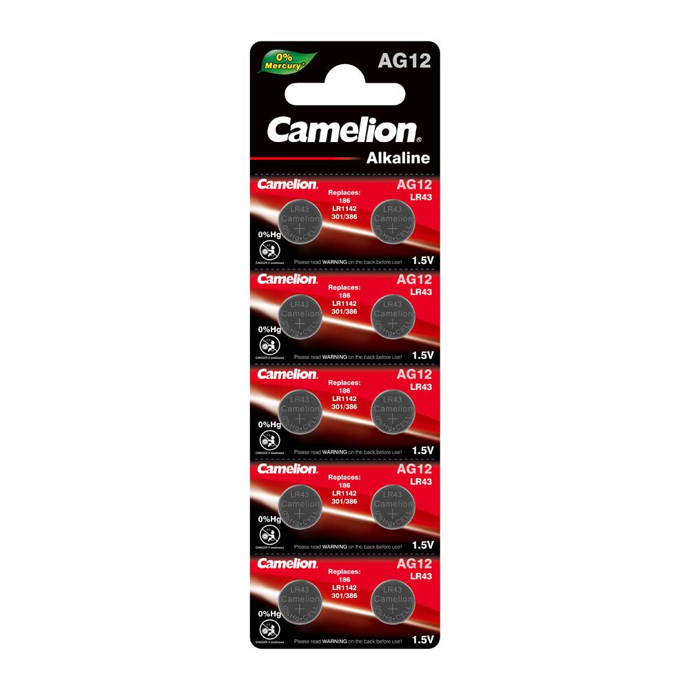 Camelion AG12 / 385 / LR43 1.5V Button Cell Battery (Two Packaging Options)