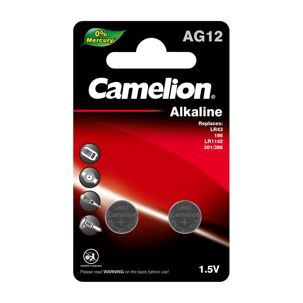 Camelion AG12 / 385 / LR43 1.5V Button Cell Battery (Two Packaging Options)