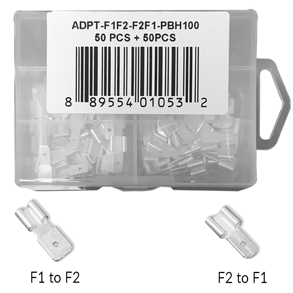 F1 to F2 & F2 to F1 Sealed Lead Acid Terminal Adpapters 100 Count (50 Pcs Each)