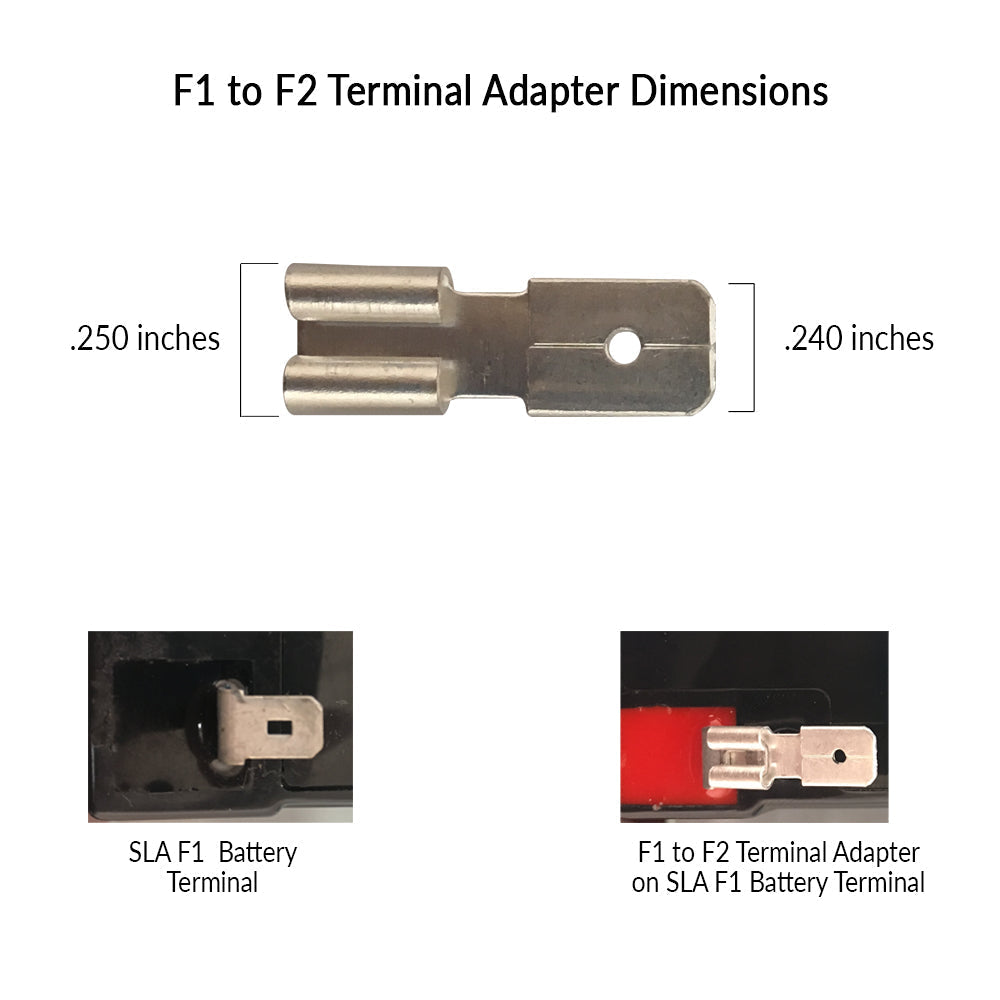 F1 to F2 & F2 to F1 Sealed Lead Acid Terminal Adpapters 100 Count (50 Pcs Each)