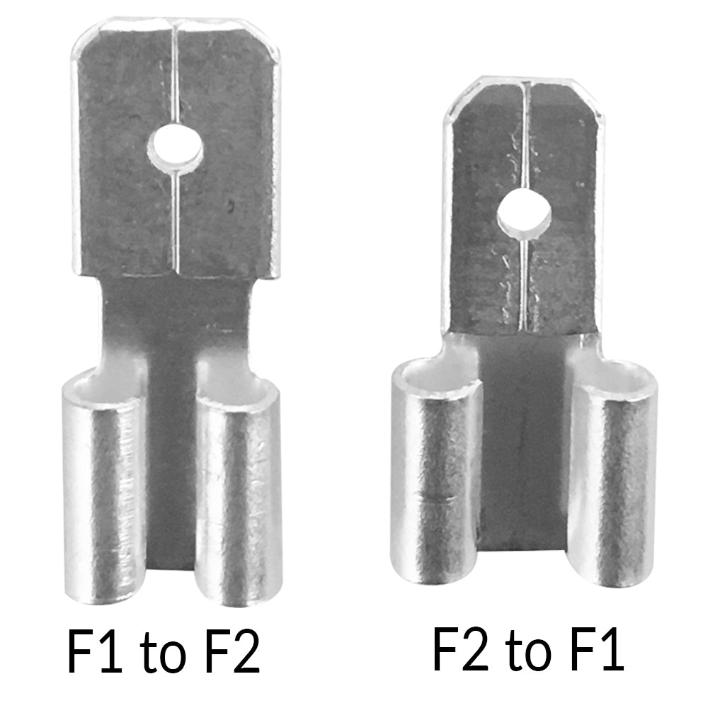 F1 to F2 & F2 to F1 Sealed Lead Acid Terminal Adpapters 100 Count (50 Pcs Each)