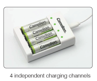 Camelion AA/AAA Ni-Mh Always Ready Rechargeable Batteries (4/4) + Charger Bundle