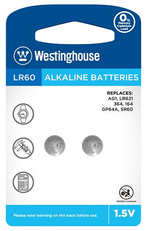 Westinghouse AG1 / 364 / LR621 1.5V Button Cell Battery