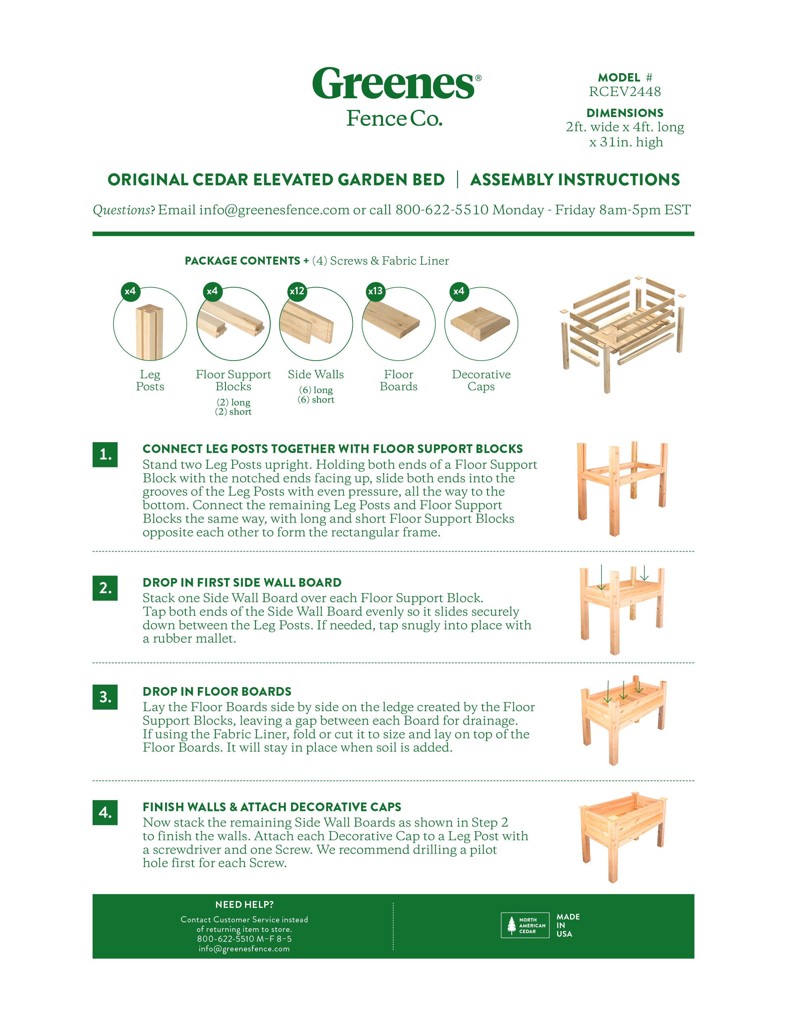 Original Cedar Elevated Garden Bed 24 in x 48 in x 31 in RCEV2448 RCEV2448NF