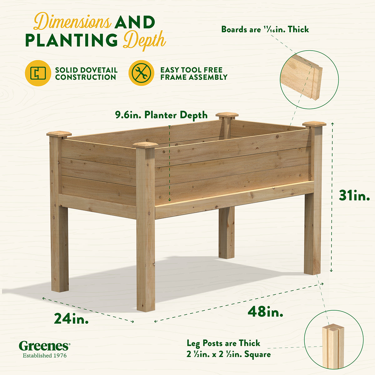 Original Cedar Elevated Garden Bed 24 in x 48 in x 31 in RCEV2448 RCEV2448NF