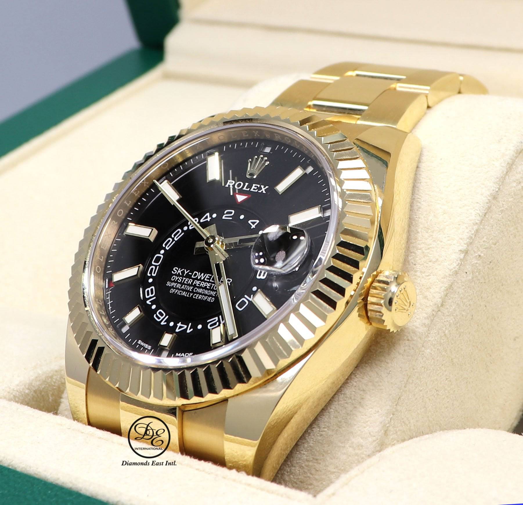 Rolex Sky-Dweller 18K Yellow Gold 326938 Black DIal 2019 BOX/PAPERS