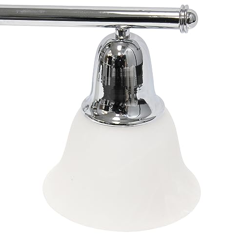 Lalia Home Essentix Contemporary Three Light Metal and Alabaster White Glass Shade Vanity Uplight Downlight Wall Mounted Fixture with Metal Accents