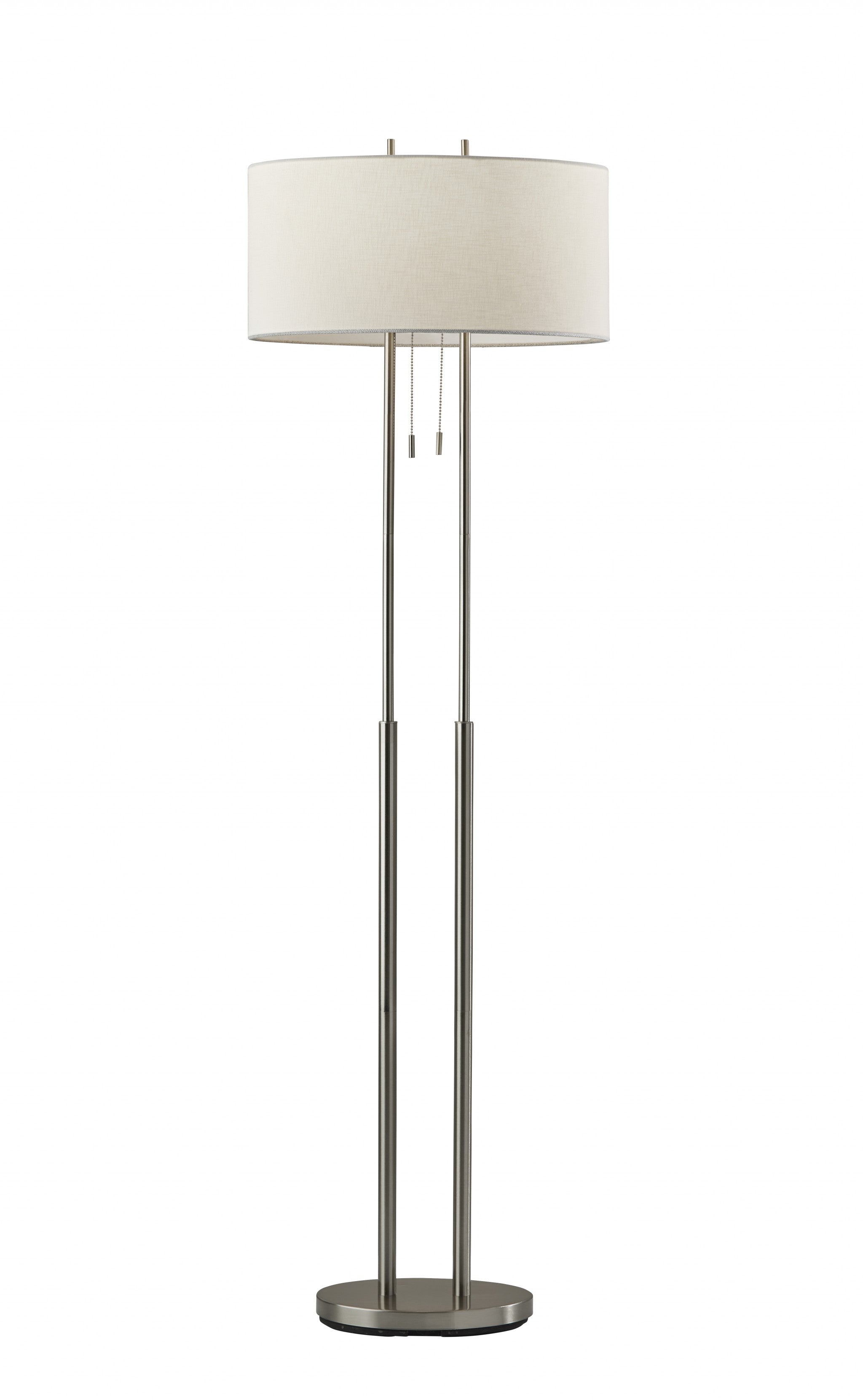 Home Outfitters Dual Pole Floor Lamp In Brushed Steel Metal