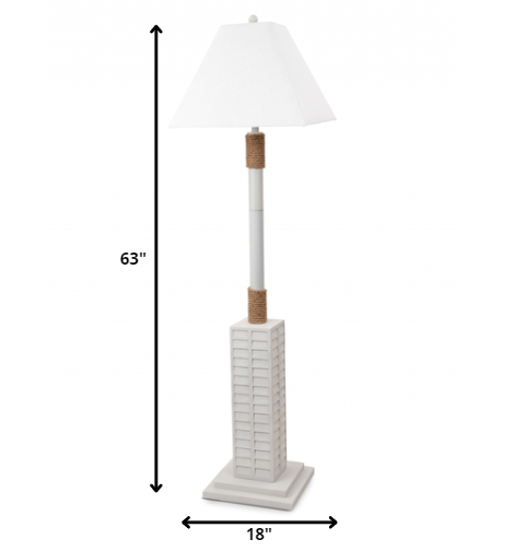 Home Outfitters Bright White and Nautical Rope Floor Lamp