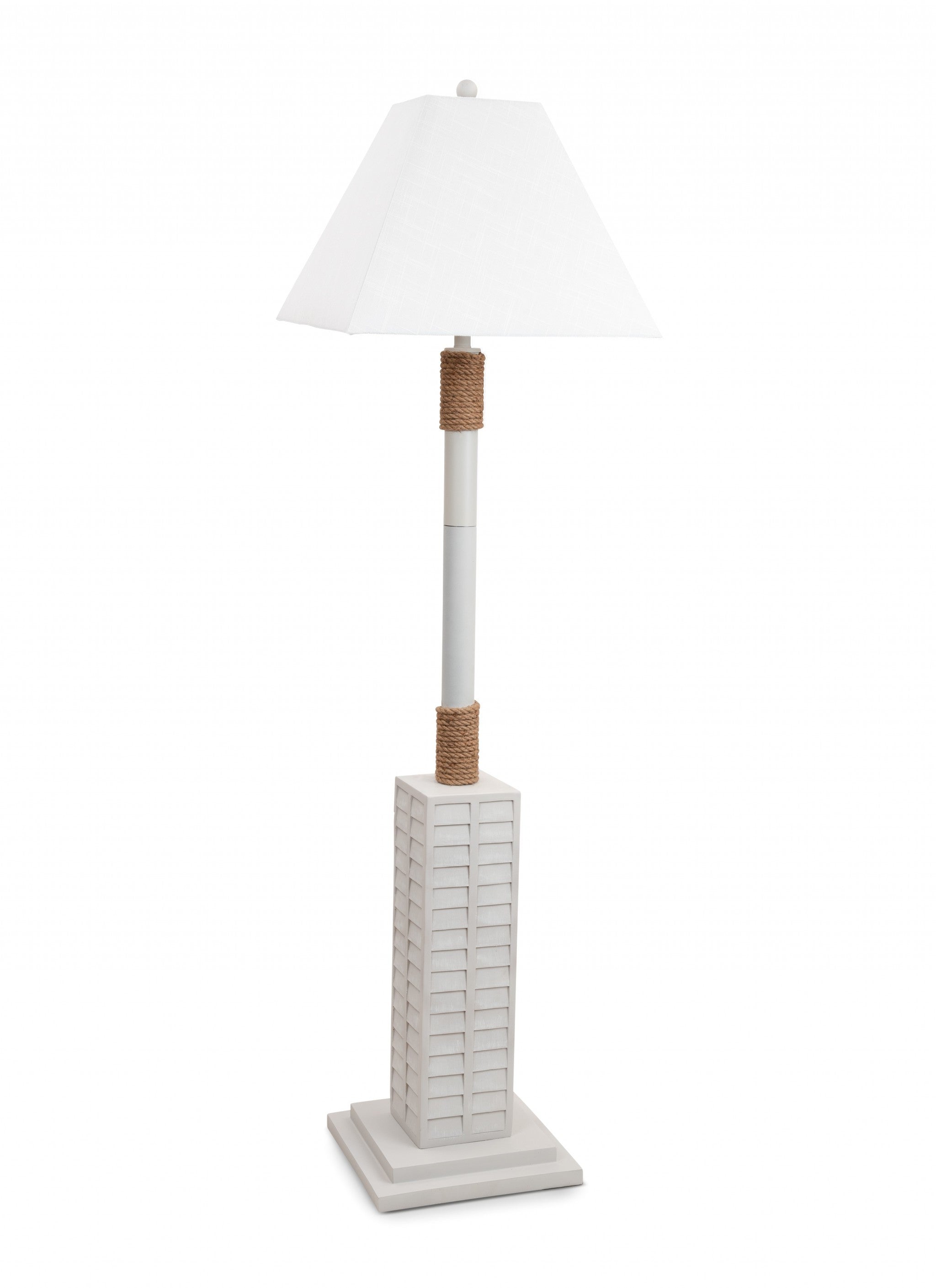 Home Outfitters Bright White and Nautical Rope Floor Lamp