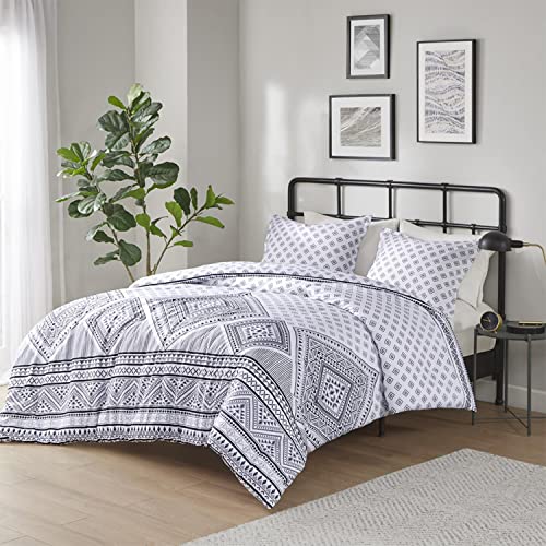 Intelligent Design Black and White Reversible Duvet Queen Cover Set ID12-2173