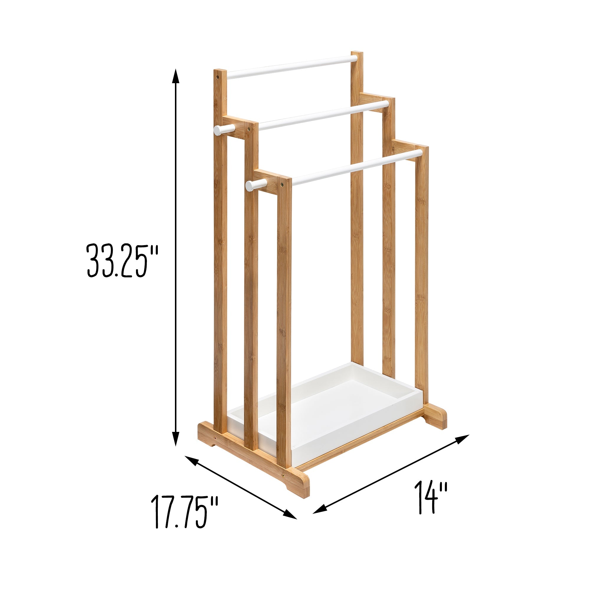 Honey-Can-Do 3-Tier Bamboo Bathroom Towel Rack, White