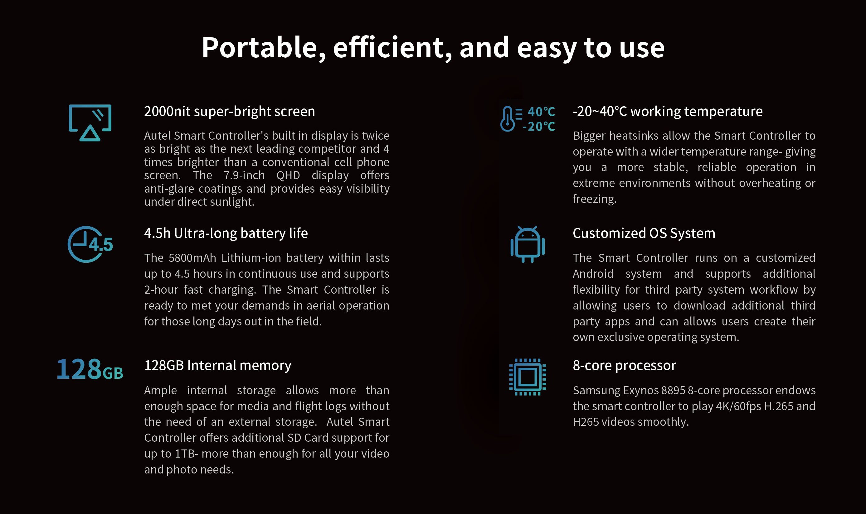 Autel Robotics EVO II Smart Controller Features