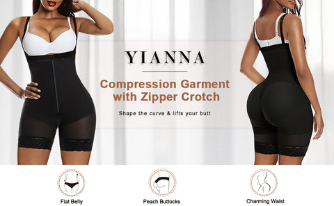 YIANNA Fajas Colombianas Shapewear with Zipper Crotch