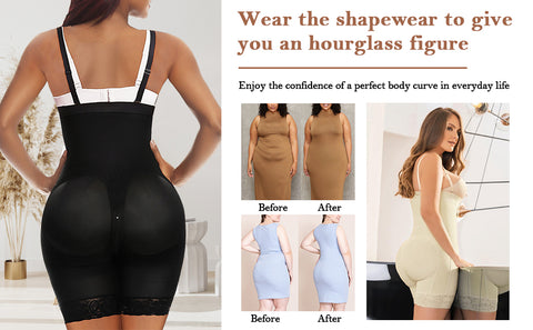 YIANNA Fajas Colombianas Shapewear for Women Postpartum Firm Tummy Control  Body Shaper Butt Lifter Strapless Bodysuit Short Black 7212 3XL - ShopStyle