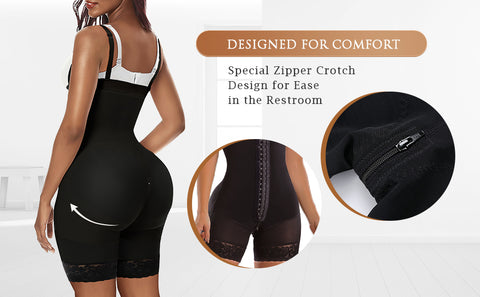  YOLAI Bodysuit for Women Tummy Tucking Zipper Fajas