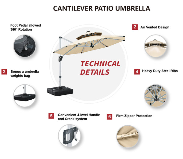 Cantilever Patio Umbrella Double Top Round Umbrella