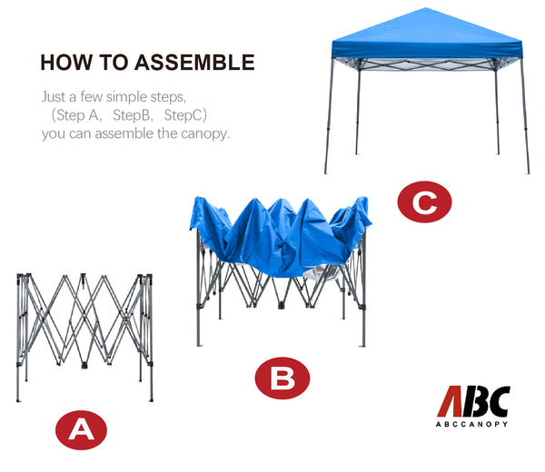 ABCCANOPY Outdoor Slant Camping Canopy Tent with Mesh Walls - 10x10, 12x12