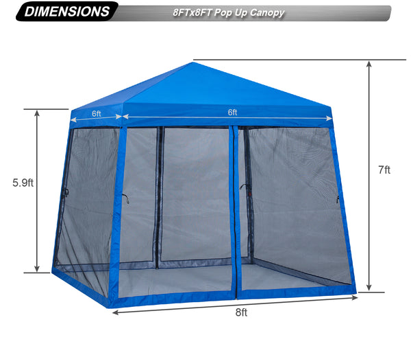 ABCCANOPY Outdoor Slant Camping Canopy Tent with Mesh Walls - 10x10, 12x12
