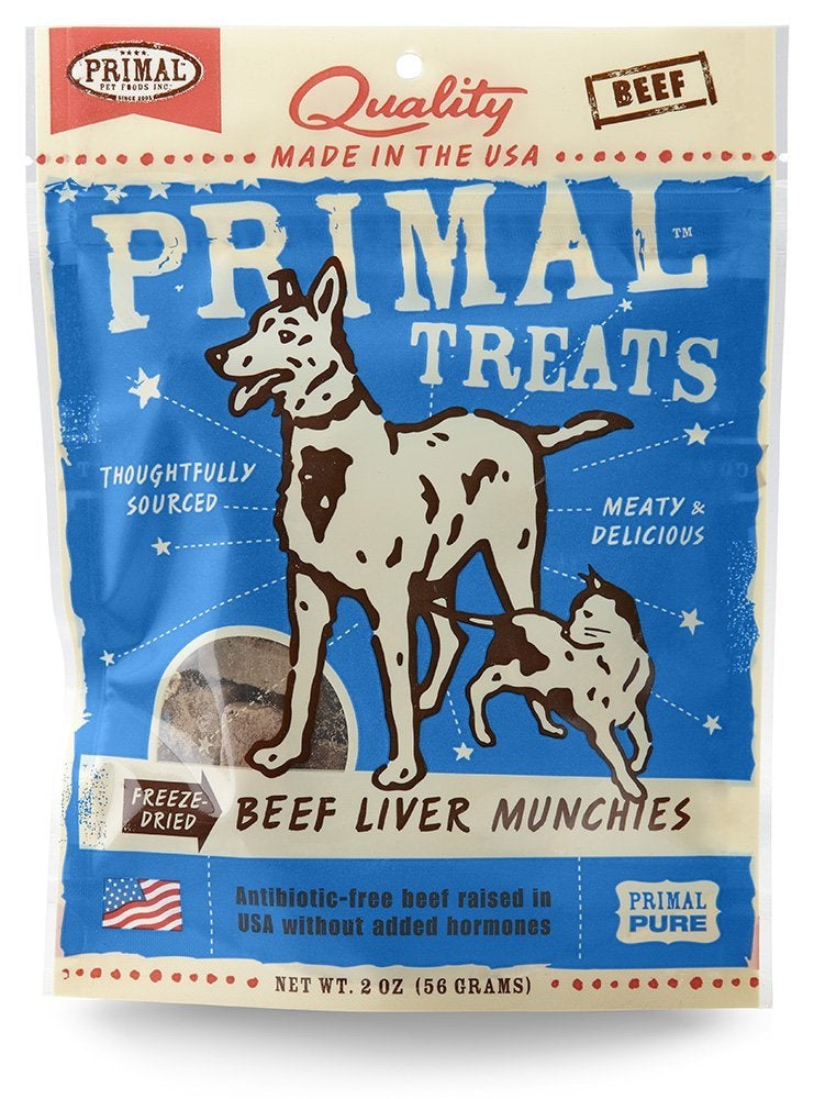 Primal Freeze-Dried Grain Free Beef Liver Munchies Dog and Cat Treats