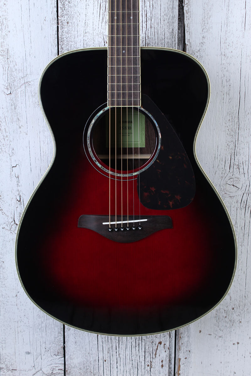 Yamaha FS830 DSR Concert Body Acoustic Guitar Solid Spruce Top Dusk Sun Red