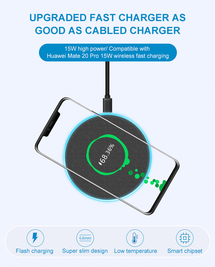 Fan Brander Grey 15W Wireless Charger with UNC Tar Heels Primary Logo