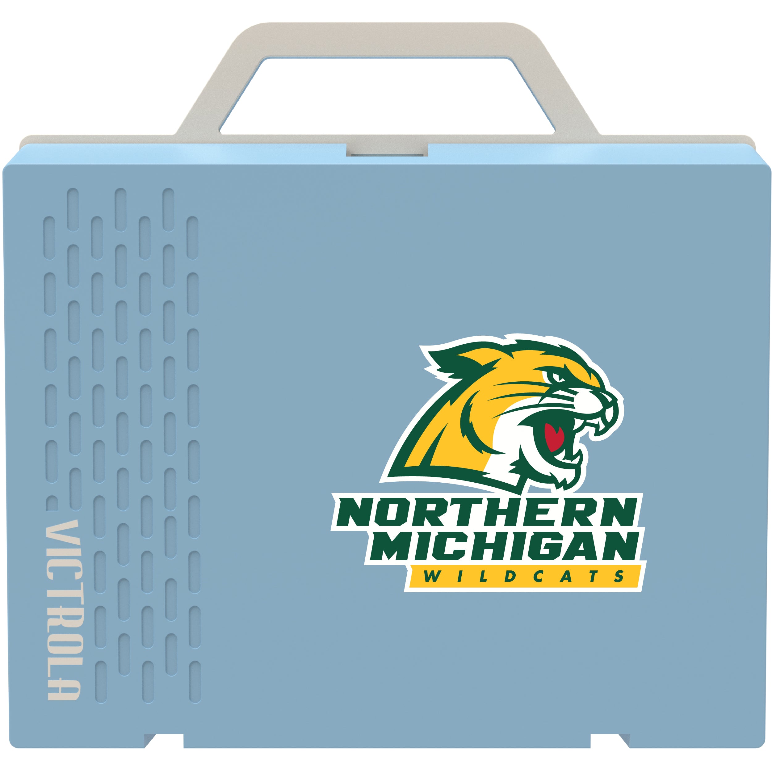 Victrola Re-Spin Sustainable Bluetooth Suitcase Record Player with Northern Michigan University Wildcats Primary Logo