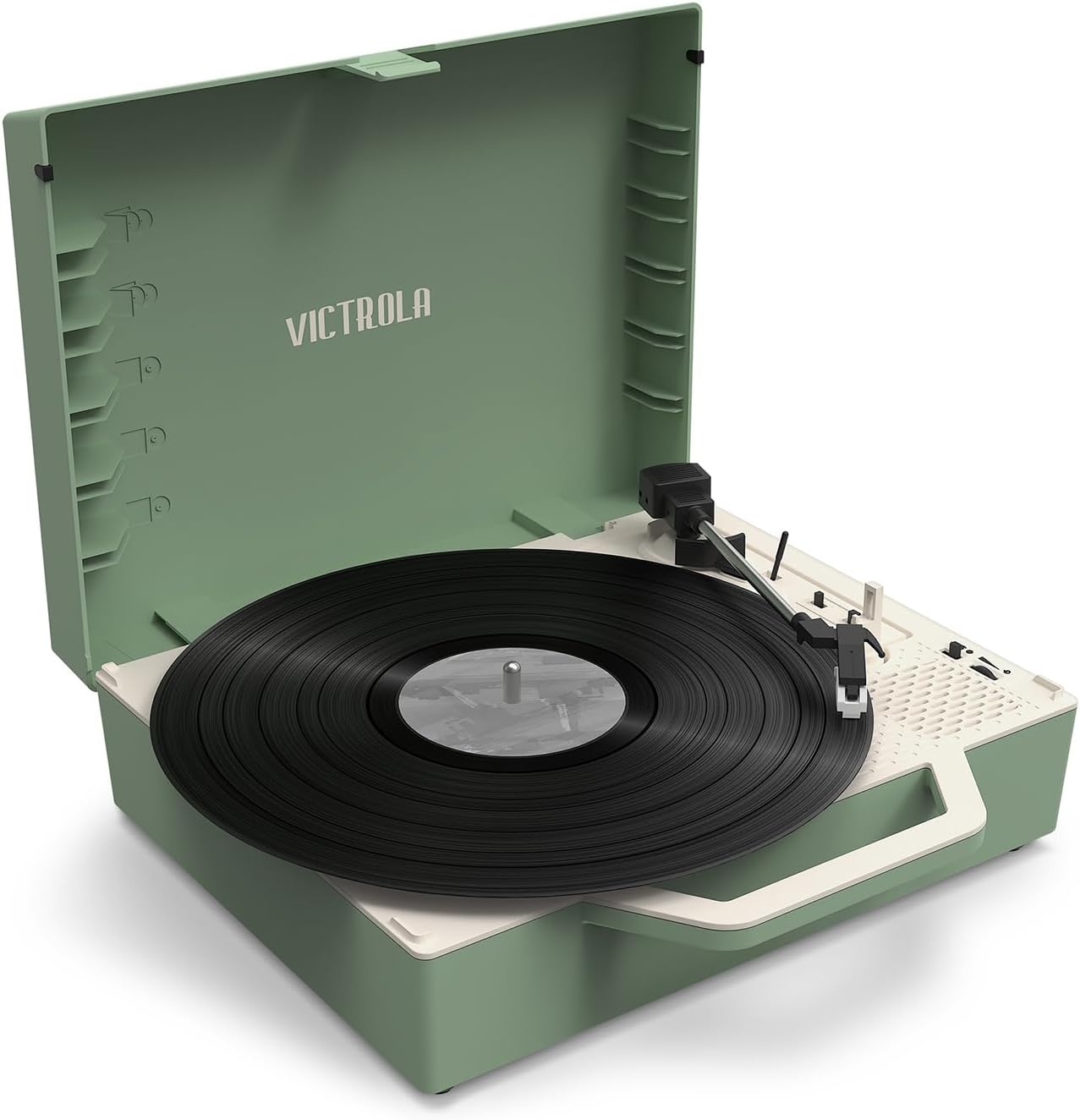 Victrola Re-Spin Sustainable Bluetooth Suitcase Record Player with Northern Michigan University Wildcats Primary Logo