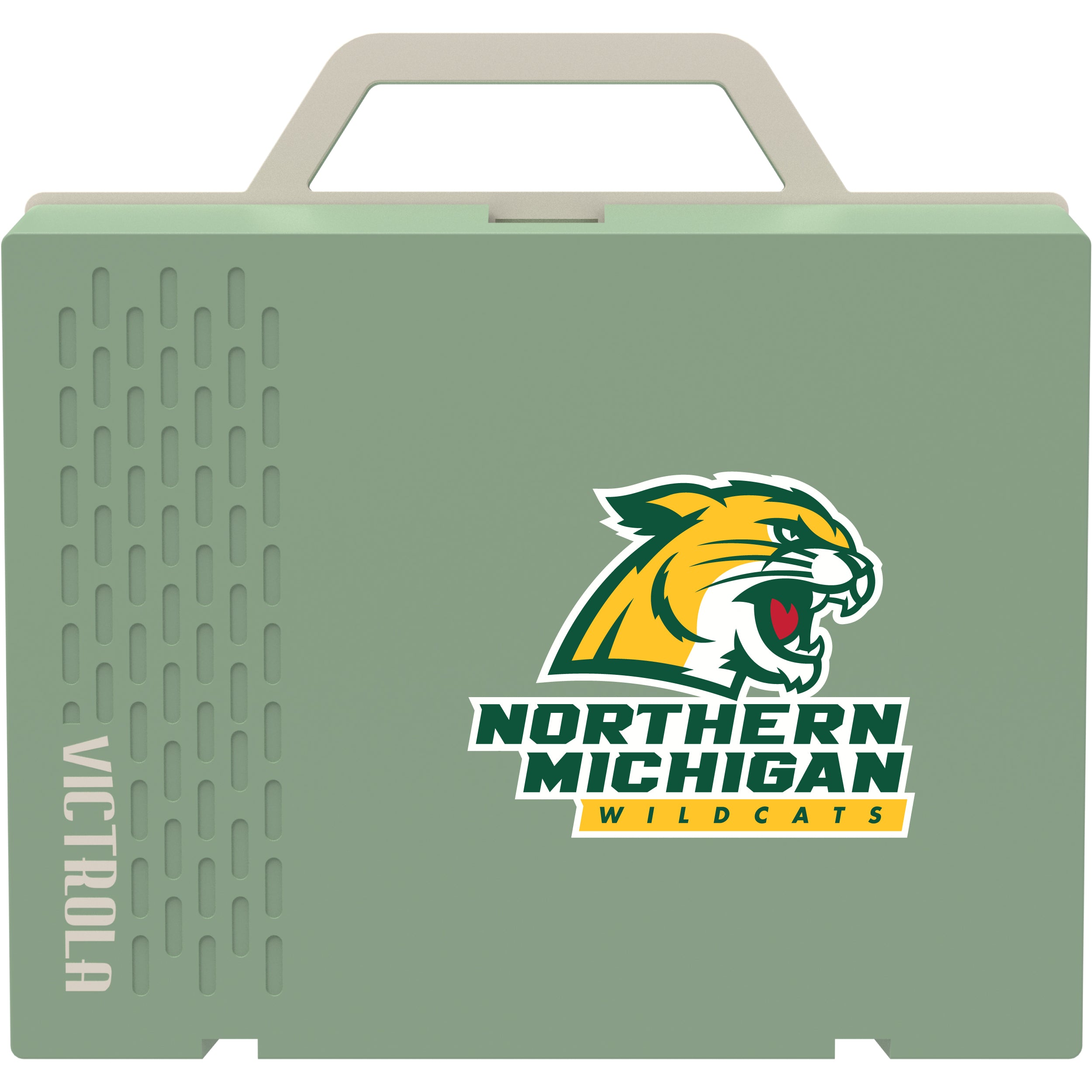 Victrola Re-Spin Sustainable Bluetooth Suitcase Record Player with Northern Michigan University Wildcats Primary Logo