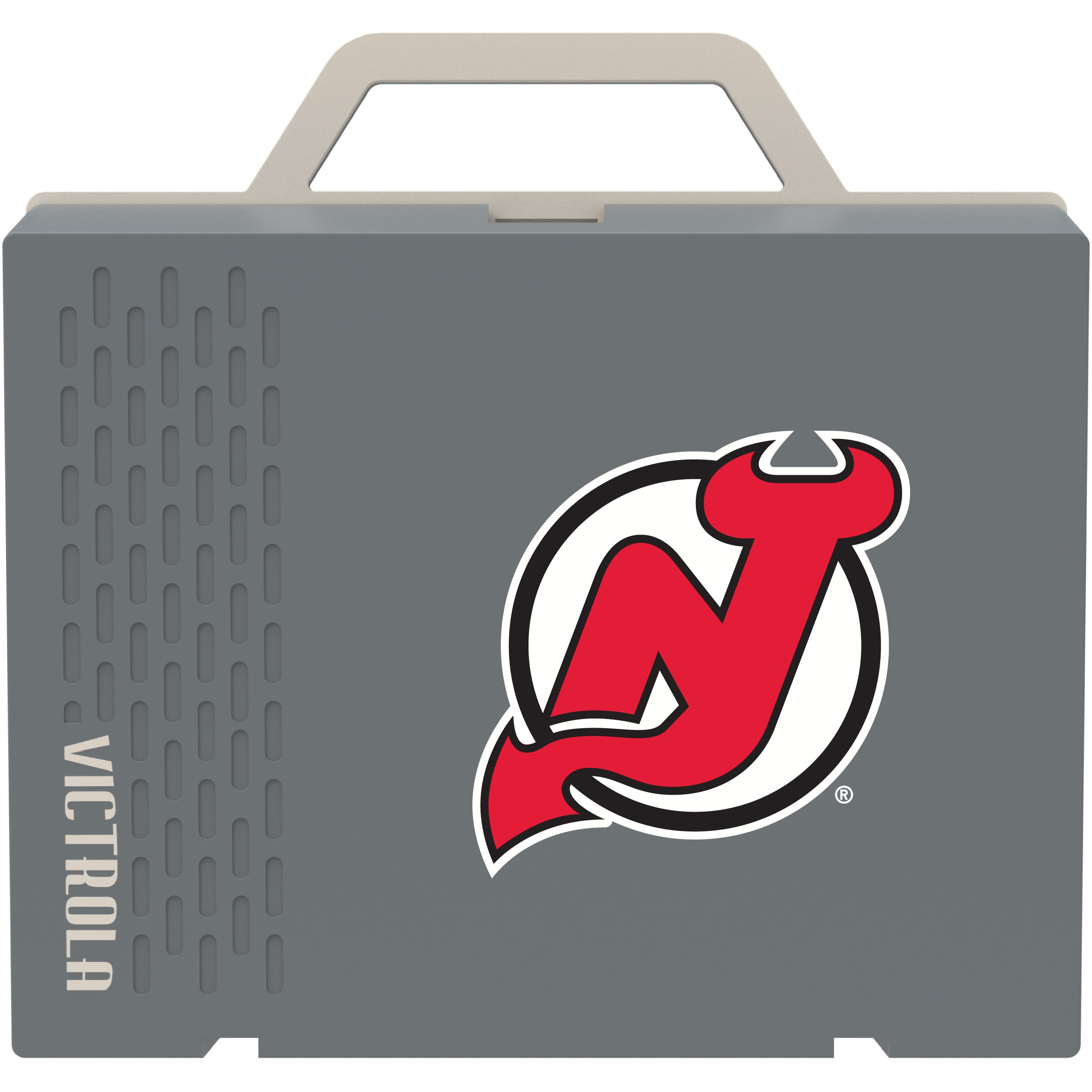 Victrola Re-Spin Sustainable Bluetooth Suitcase Record Player with New Jersey Devils Primary Logo