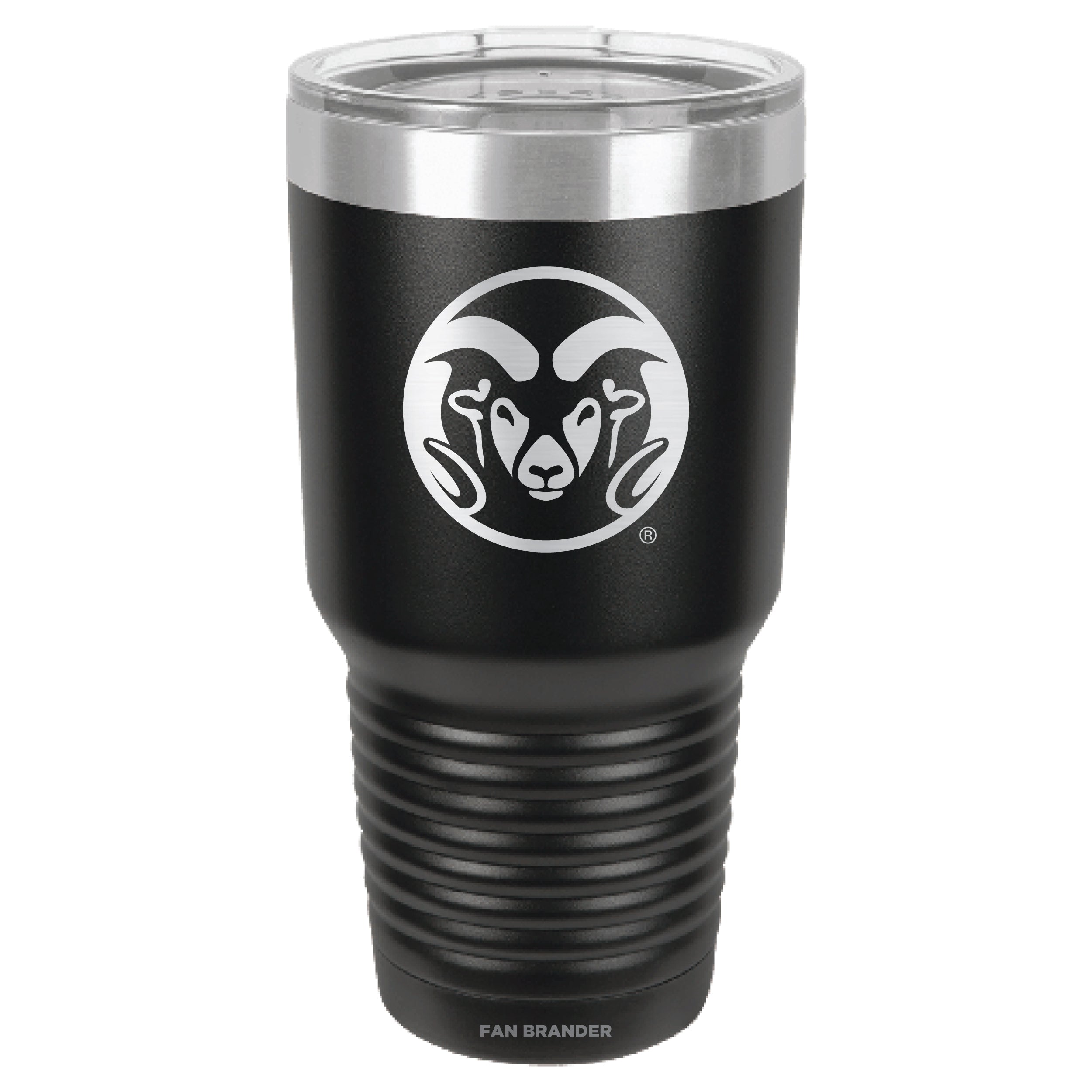 Fan Brander 30oz Stainless Steel Tumbler with Colorado State Rams Etched Primary Logo