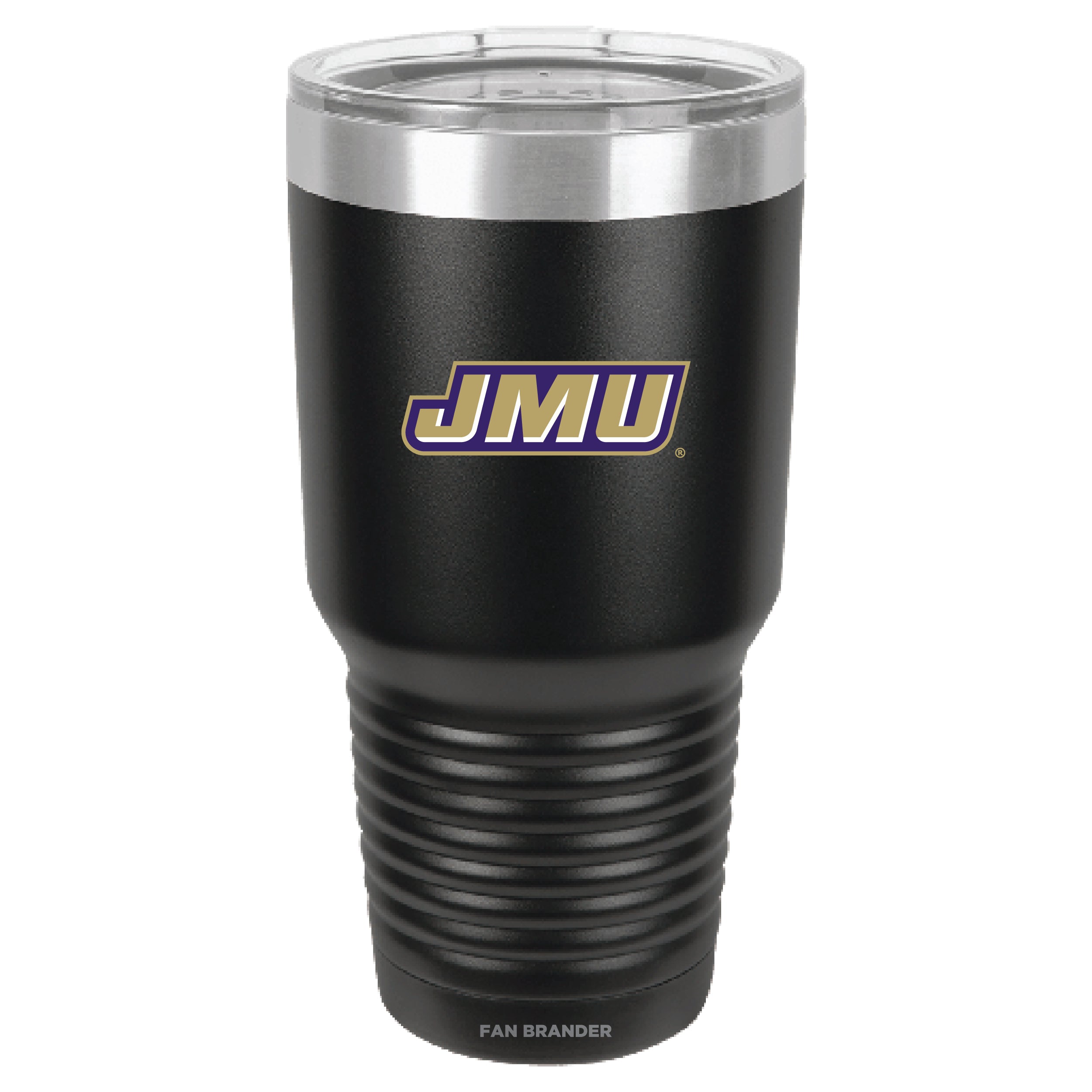 Fan Brander 30oz Stainless Steel Tumbler with James Madison Dukes Primary Logo