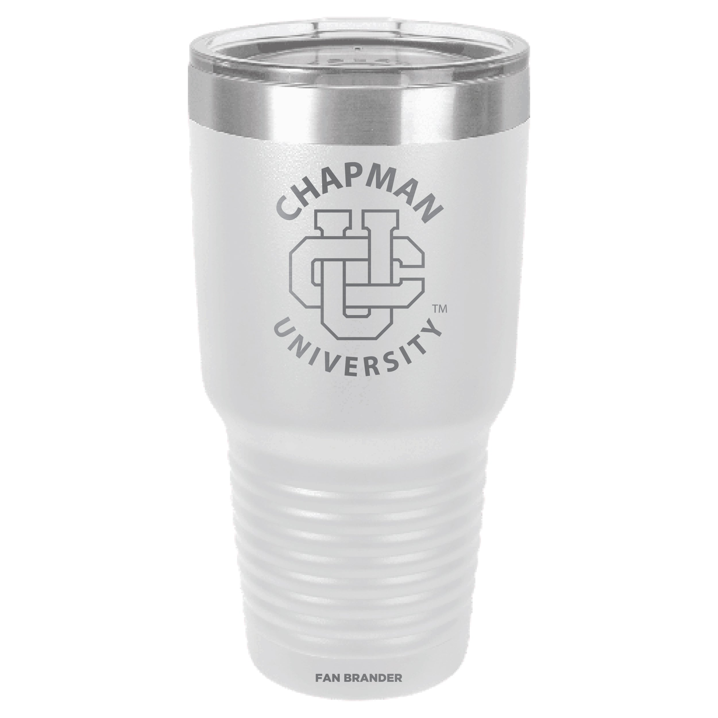 Fan Brander 30oz Stainless Steel Tumbler with Chapman Univ Panthers Etched Primary Logo