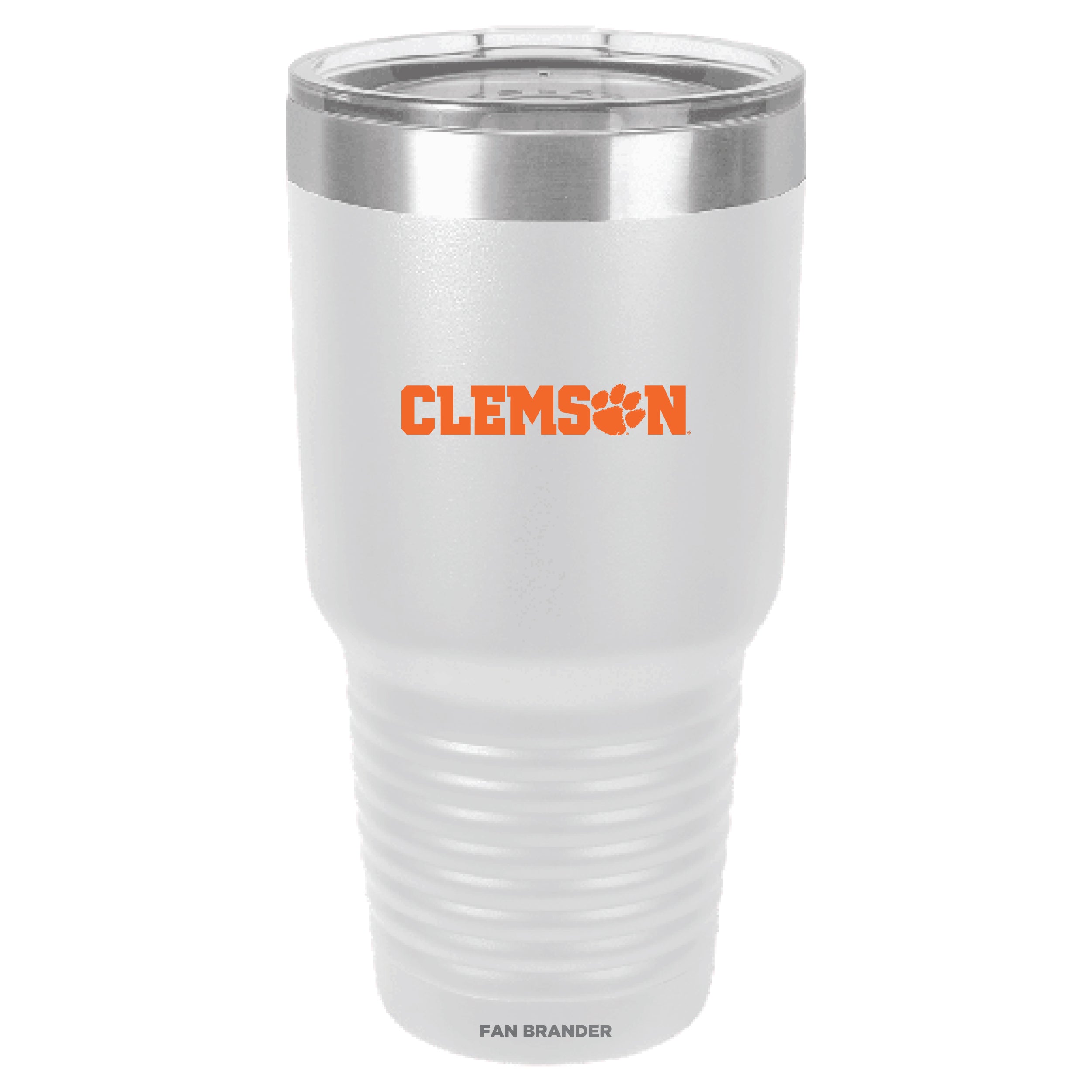 Fan Brander 30oz Stainless Steel Tumbler with Clemson Tigers Secondary Logo