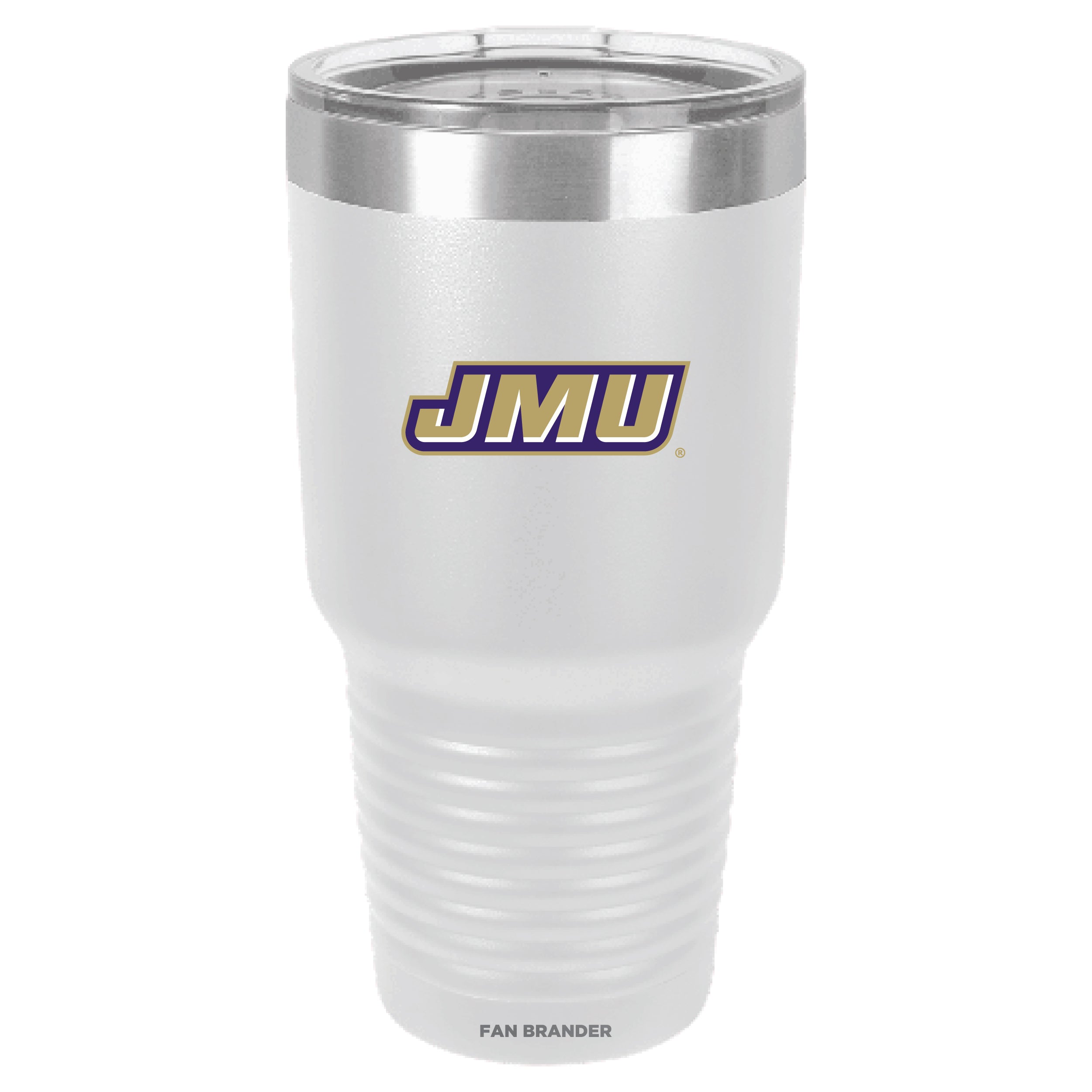 Fan Brander 30oz Stainless Steel Tumbler with James Madison Dukes Primary Logo