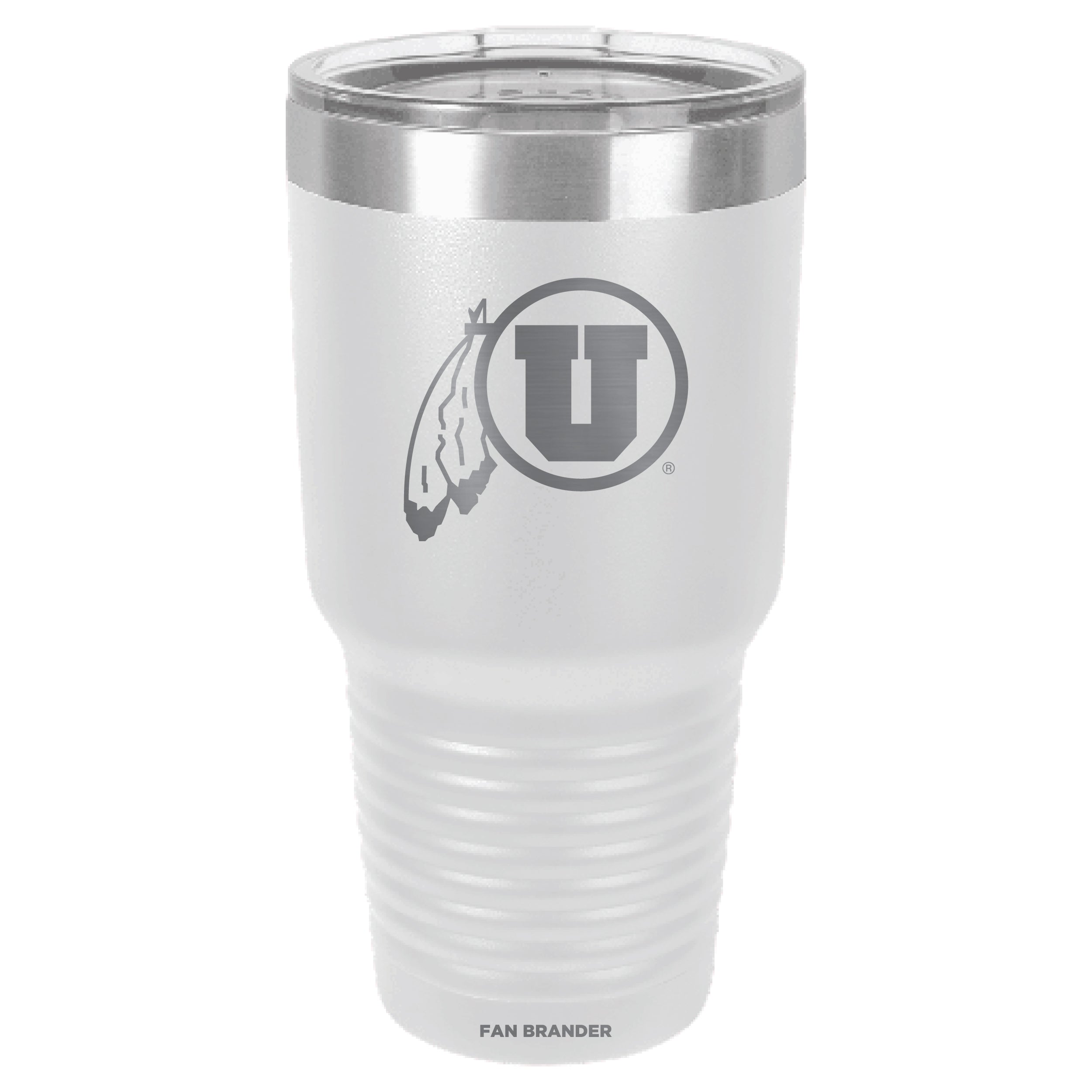 Fan Brander 30oz Stainless Steel Tumbler with Utah Utes Etched Primary Logo